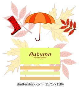 autumn fallen leaf umbrella rubber boot autumnal vector background
