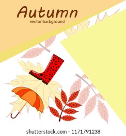 autumn fallen leaf umbrella rubber boot autumnal vector background