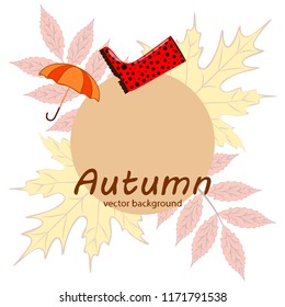 autumn fallen leaf umbrella rubber boot autumnal vector background