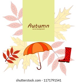 autumn fallen leaf umbrella rubber boot autumnal vector background