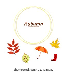 autumn fallen leaf umbrella rubber boot autumnal vector background