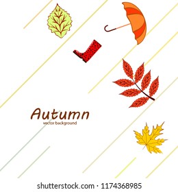 autumn fallen leaf umbrella rubber boot autumnal vector background