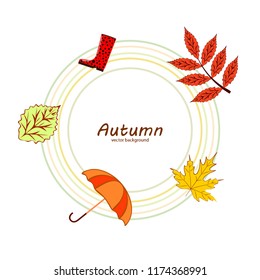 autumn fallen leaf umbrella rubber boot autumnal vector background