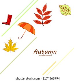 autumn fallen leaf umbrella rubber boot autumnal vector background