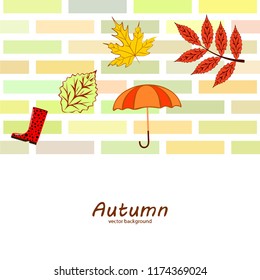 autumn fallen leaf umbrella rubber boot autumnal vector background