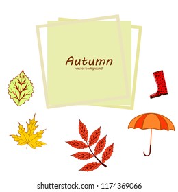 autumn fallen leaf umbrella rubber boot autumnal vector background