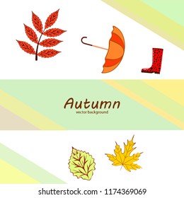 autumn fallen leaf umbrella rubber boot autumnal vector background