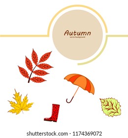 autumn fallen leaf umbrella rubber boot autumnal vector background