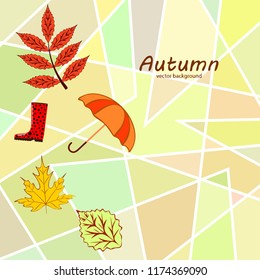 autumn fallen leaf umbrella rubber boot autumnal vector background