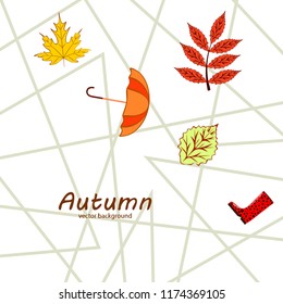 autumn fallen leaf umbrella rubber boot autumnal vector background