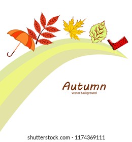 autumn fallen leaf umbrella rubber boot autumnal vector background