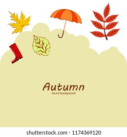 autumn fallen leaf umbrella rubber boot autumnal vector background