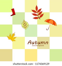 autumn fallen leaf umbrella rubber boot autumnal vector background