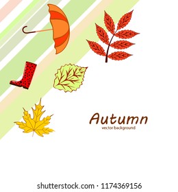 autumn fallen leaf umbrella rubber boot autumnal vector background