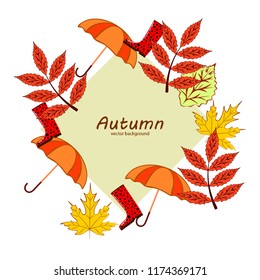 autumn fallen leaf umbrella rubber boot autumnal vector background