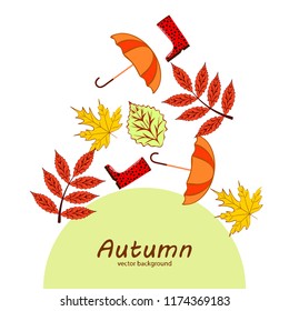 autumn fallen leaf umbrella rubber boot autumnal vector background