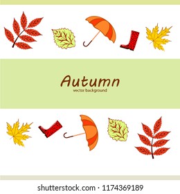 autumn fallen leaf umbrella rubber boot autumnal vector background