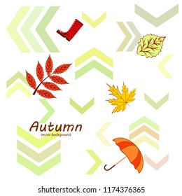 autumn fallen leaf umbrella rubber boot autumnal vector background