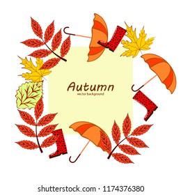 autumn fallen leaf umbrella rubber boot autumnal vector background