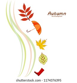 autumn fallen leaf umbrella rubber boot autumnal vector background