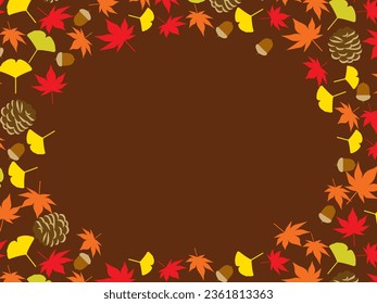 Autumn fallen leaves frame illustration