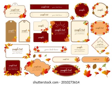 Autumn fallen leaves frame set