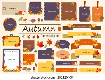 Autumn fallen leaves frame set
