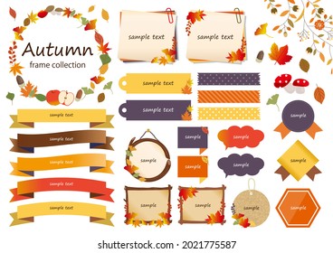 Autumn fallen leaves frame set