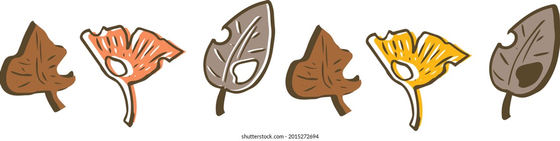 Autumn Fallen Leaves Illustration Set