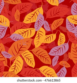 El fondo del patrón de las hojas caídas de otoño no se ve afectado. Ilustración del vector