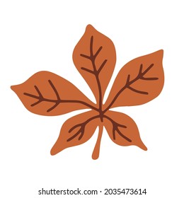 Herbst Fallen orangefarbenes Kastanienblatt. Vektorgrafik einzeln auf Weiß. Herbstsymbol.