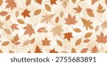 Autumn falling leafs vector pattern. Fall leaves seamless print