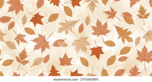 Autumn falling leafs vector pattern. Fall leaves seamless print