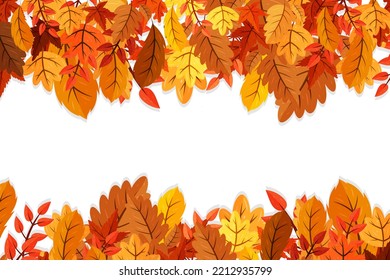 Autumn falling leaves. Autumnal foliage fall and poplar leaf flying in wind motion blur. Autumn design. Templates for placards, banners, flyers, presentations, reports.