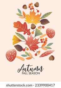 Autumn falling leaves. Autumnal foliage fall and popular leaf flying in wind. Autumn foliage cover template. Autumn design. Templates for placards, banners, flyers, presentations, reports