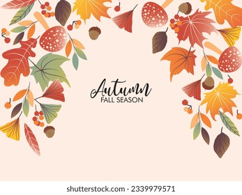 Autumn falling leaves. Autumnal foliage fall and popular leaf flying in wind. Autumn foliage cover template. Autumn design. Templates for placards, banners, flyers, presentations, reports