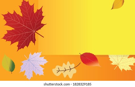 Herbstfallendes Laub hintergrund Vektorvorlage. Leaf-Vektorgrafik