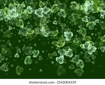 Autumn falling leaves isolated on white background.  Flying green leaves. 