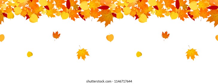 Autumn falling leaves seamless header for websites and decor