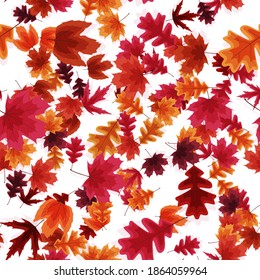 Autumn Falling Leaves Seamless Pattern Background. Vector Illustration EPS10