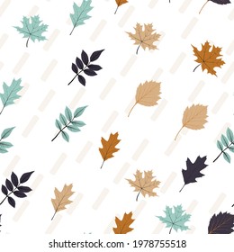 Autumn Falling Leaves Seamless Pattern  Background. Vector Illustration EPS10