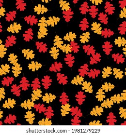 Autumn Falling Leaves Seamless Pattern Background. Vector Illustration EPS10