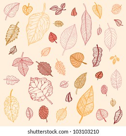 Autumn Falling Leaves Set. Background. Vector Illustration.