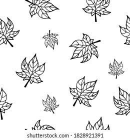 Autumn falling maple leaves seamless pattern. Vector isolated hand-drawn illustration. Perfect for background, print, paper or fabric design.