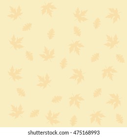 Autumn falling maple and oak leaves, pattern, isolated on white background.