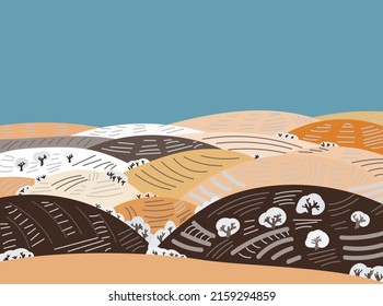 autumn farm fields landscapes  vector background illustration