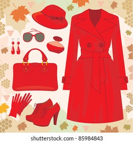 Autumn fashion set. vector, no gradient