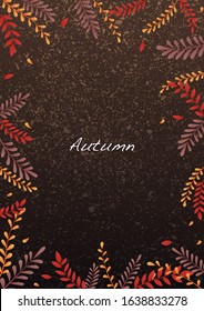 Autumn fern leaves border background vector for decoration on autumn festival.