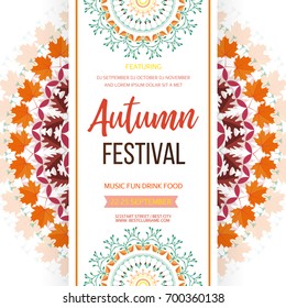 Autumn Festival Background. Invitation Banner With Fall Leaves And Lettering. Vector Illustration.