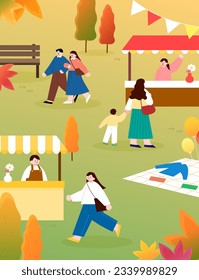 Autumn Festival Character Landscape Illustration